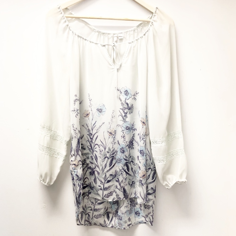 Lauren Conrad Sheer Floral Tunic, Size Small EUC